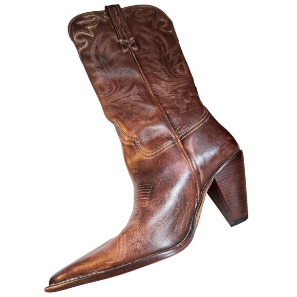 Lucchese Charlie 1 Horse Western Cowboy Leather Women’s Boots 6.5 Brown Pointed - Picture 2 of 16